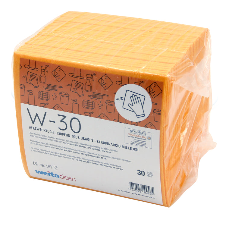 Weitaclean Allzwecktuch W-30 – Orange – 38 × 40 cm – Viskose/Synthetik – 30er-Set
