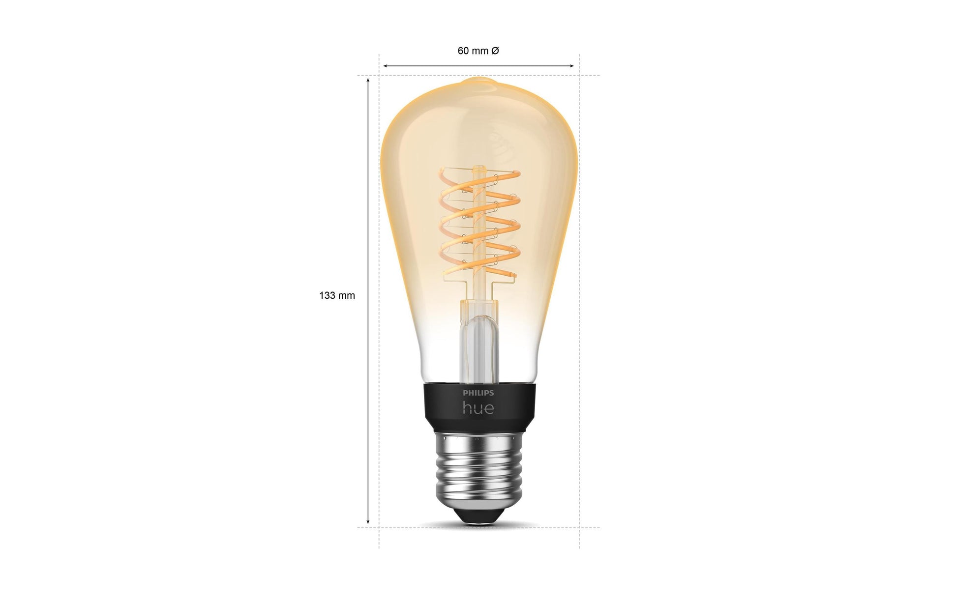 Philips by Signify Philips Hue Smart-Leuchtmittel Weiss ST64 E27 – 550 lm, 7 W, 2100 K, dimmbar, Bluetooth, für Alexa/HomeKit