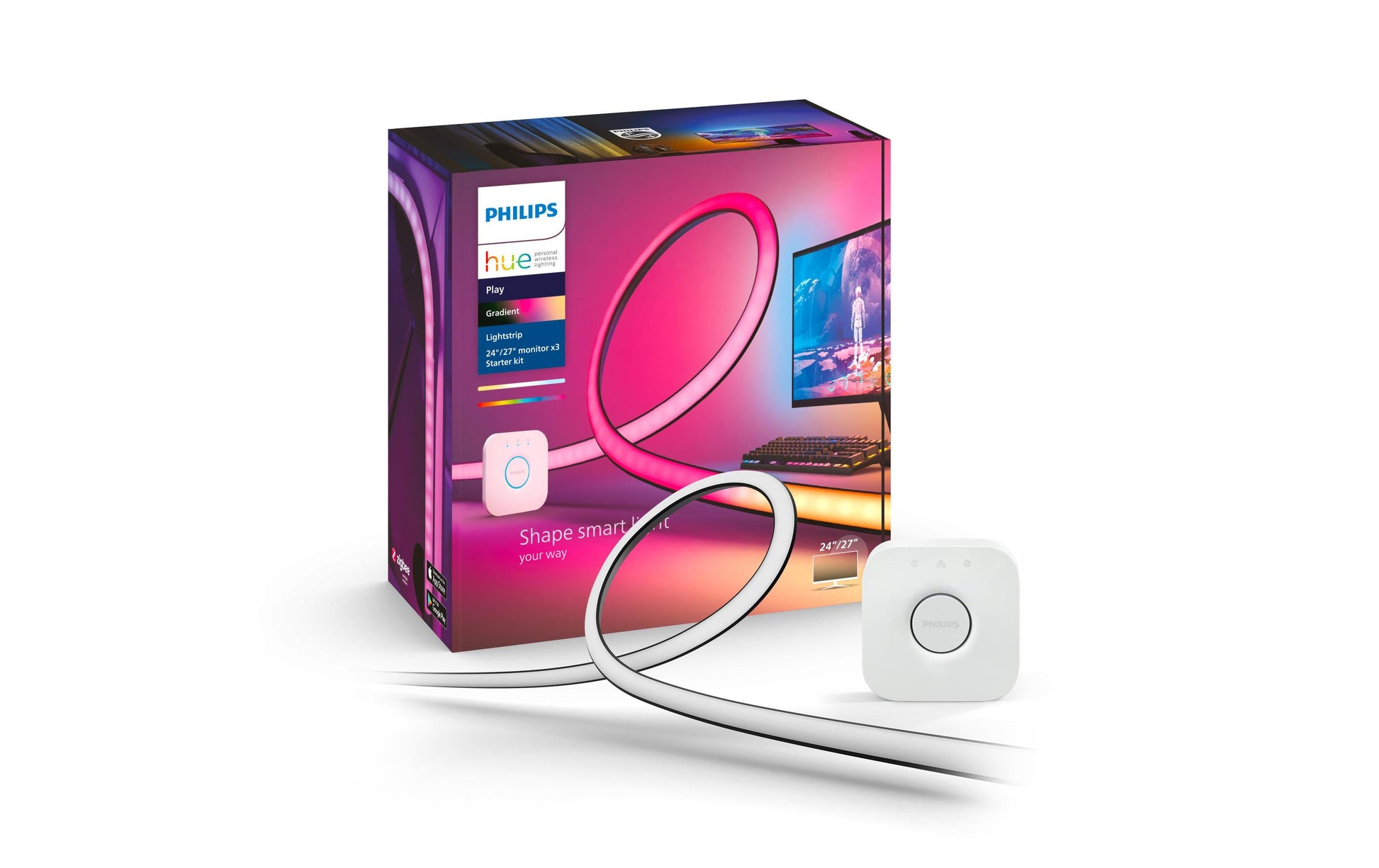 Philips Hue Leuchtstreifen LED Play Gradient – Zigbee für Hue Bridge – 2’000–6’500 K – 90,5 cm – schwarz
