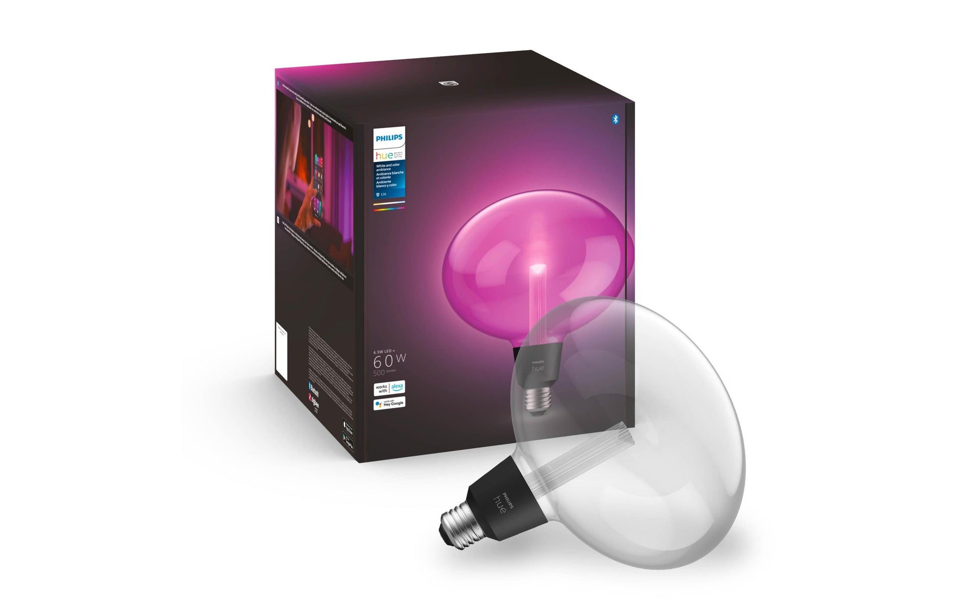 Philips by Signify Philips Hue Smart-Leuchtmittel E27 White & Color Ambiance – 500 lm, 2000–6500 K/mehrfarbig, App-Steuerung, dimmbar