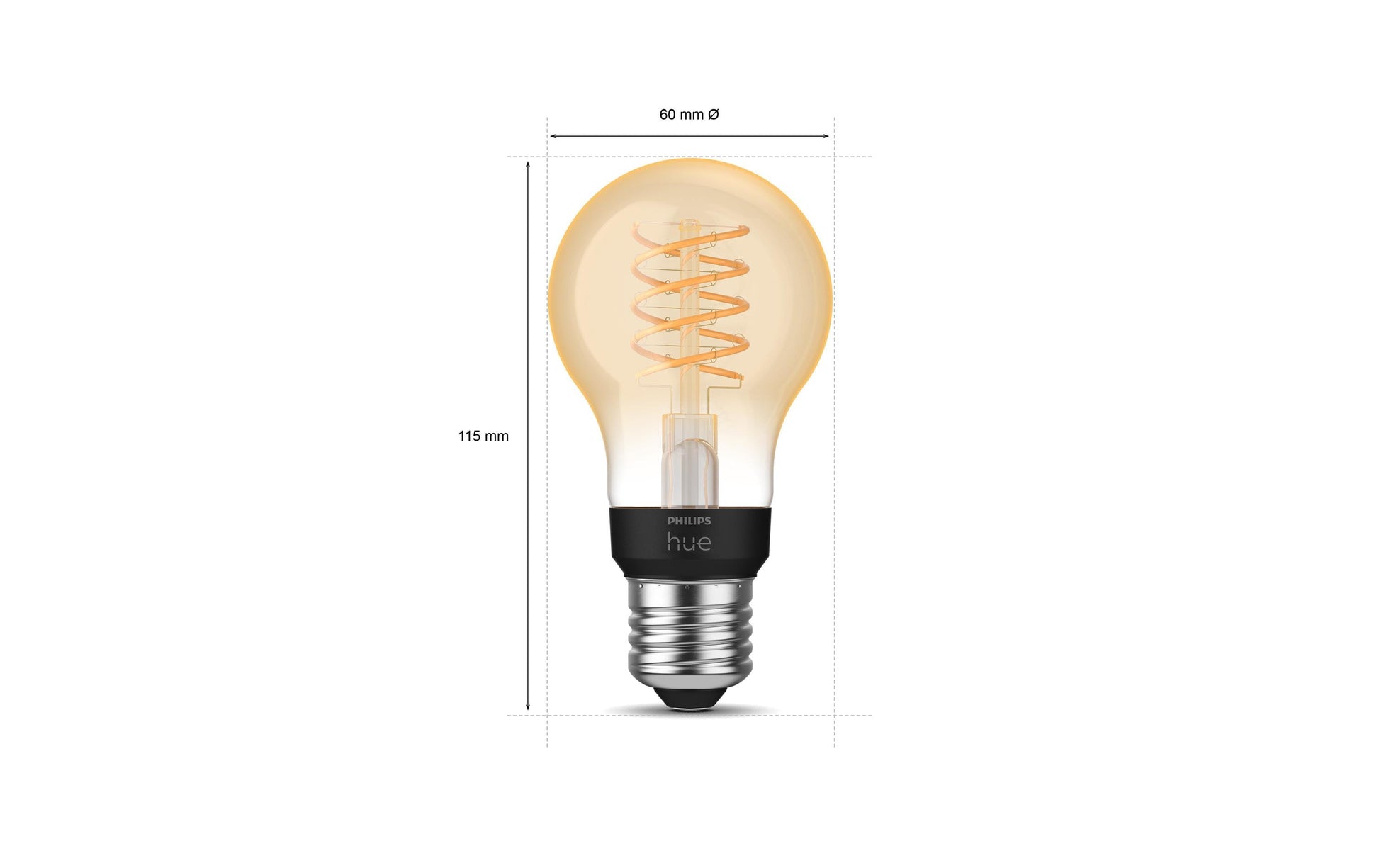 Philips by Signify Philips Hue Smart-Leuchtmittel Weiss – E27, 550 lm, 7,2 W, 2100 K, dimmbar, Bluetooth, für Alexa/HomeKit, weiss