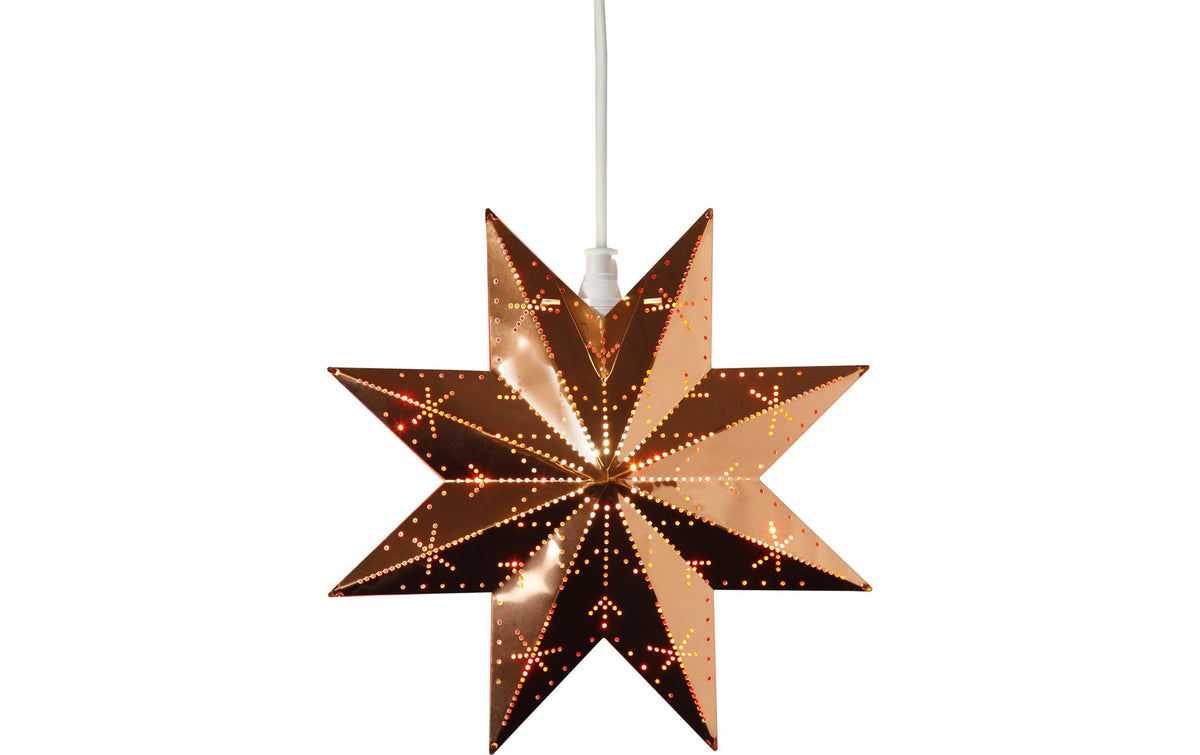 Star Trading Hängelampe Metall Stern Classic – Ø 28 × 28 cm, max. 25 W, Kupfer, E14-Fassung, 3,5 m Kabel
