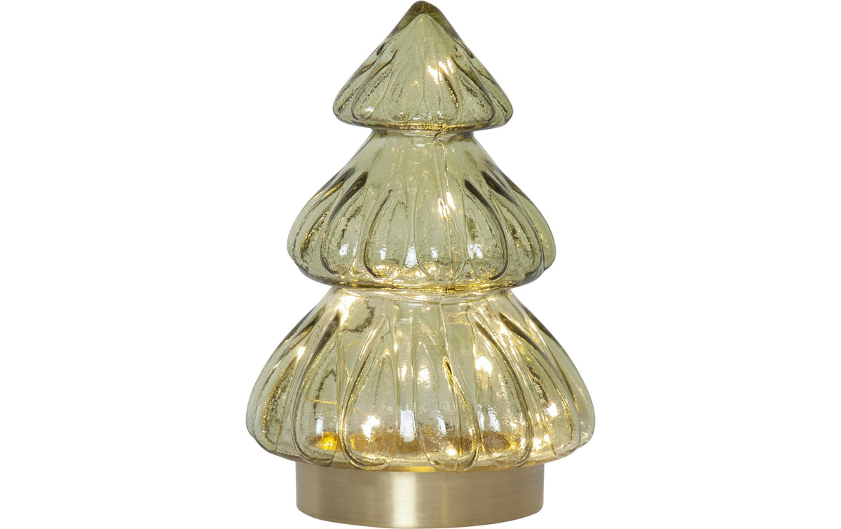 Star Trading Dekorationsfigur – Ø 12 × 18 cm – Glas, Grün – 20 LEDs, Timer 6/18 h, Batteriebetrieb 3 × AAA