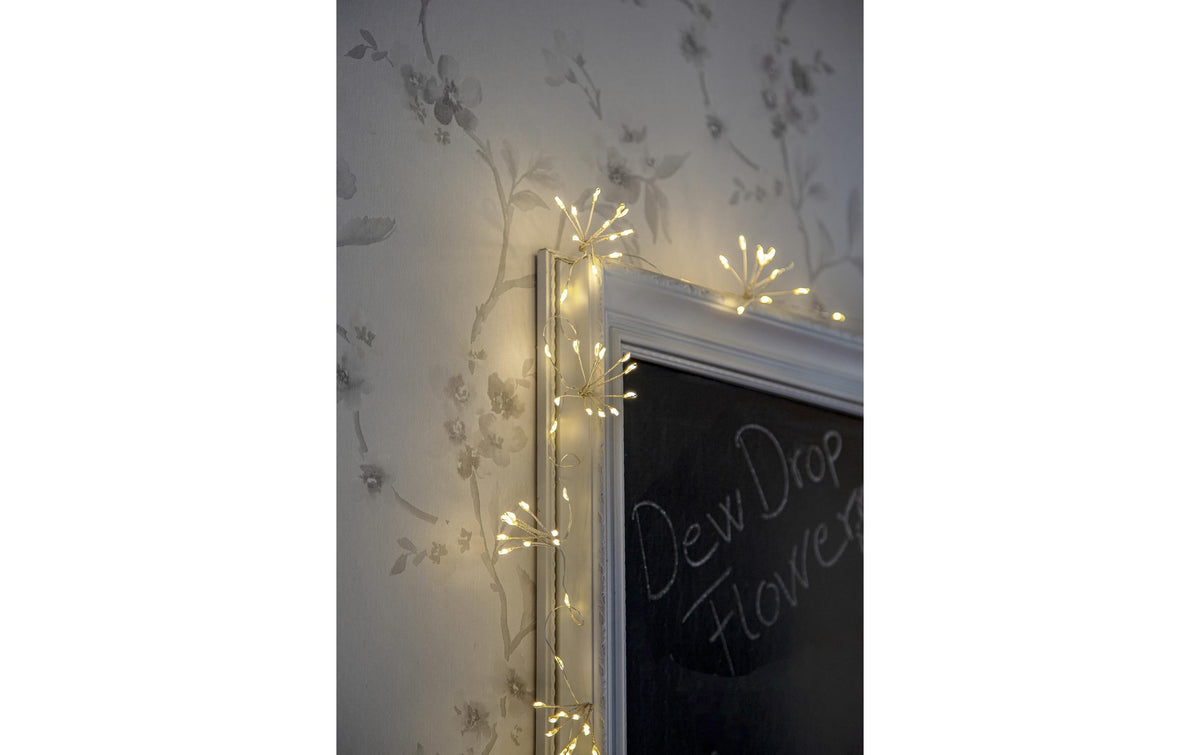 Star Trading Lichterkette Dew Drop Flower 729-53 – 1,4 m, 0,9 W, Warmweiss, Silber/Transparent, Batteriebetrieben