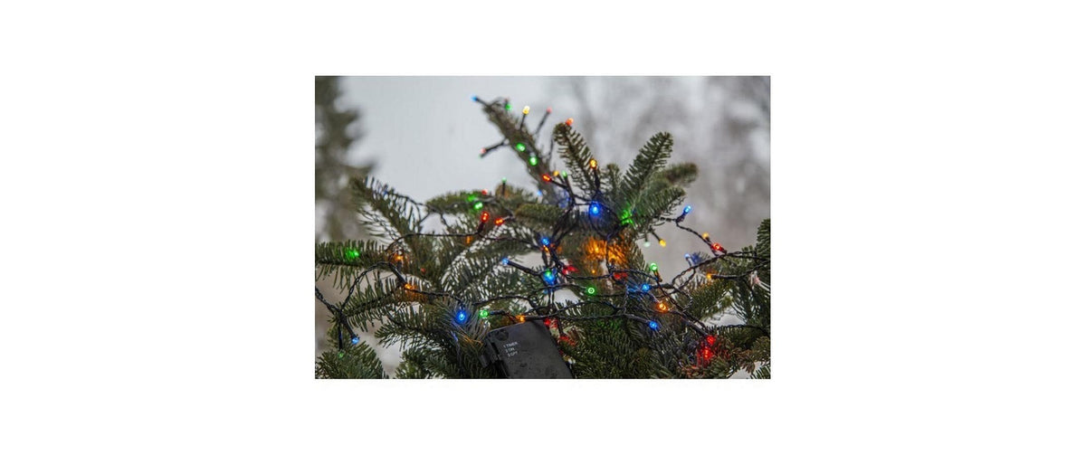 Star Trading Lichterkette – 11,2 m – 9,6 W – Mehrfarbig – IP44 – Batteriebetrieb – Timer 6/18 h – Schwarz
