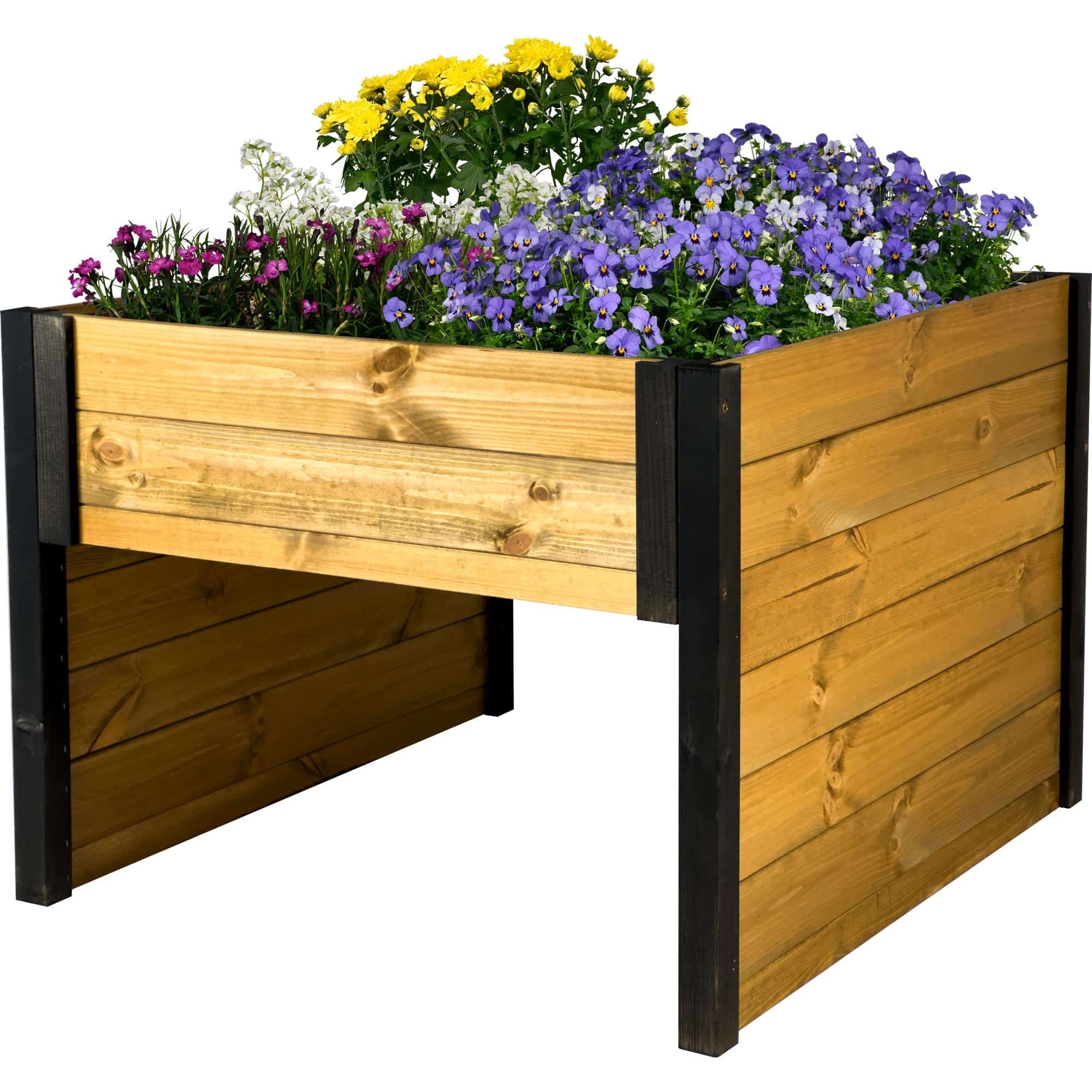 Dobar Mährobotergarage mit Pflanzkasten – 790 × 730 × 560 mm, Holz, Schwarz