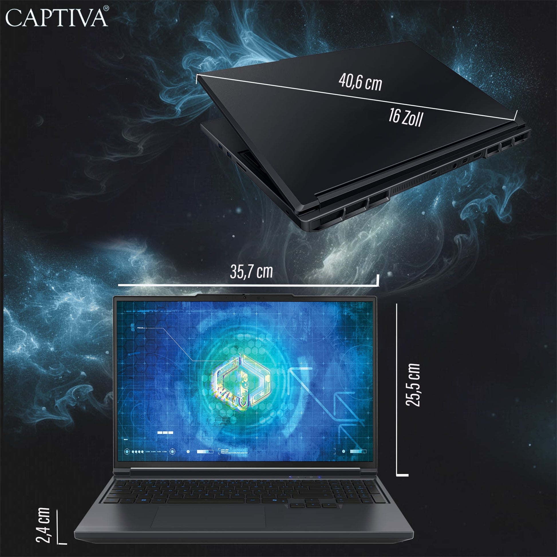 Captiva Highend Gaming I10-3444CH – 16" WQXGA, Core i9 14900HX, 16 GB, 1 TB SSD, RTX 5070 Ti, Win 11 Home