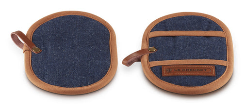 Le Creuset Topflappen 2er-Set, 18 × 12,5 cm, Baumwolle, Blau