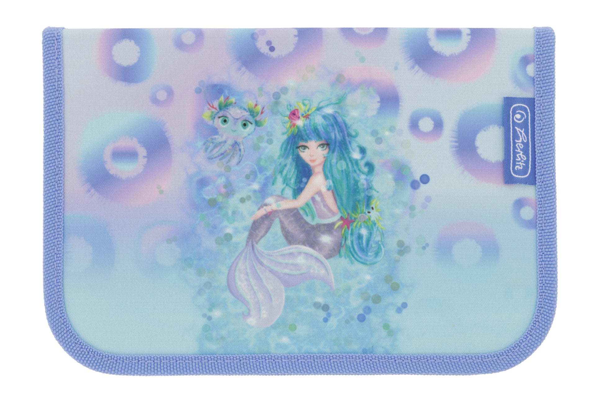 Herlitz Mystic Mermaid – Schüleretui, gefüllt (31-teilig), hellblau, Polyester, 20,5 × 3,8 × 14 cm