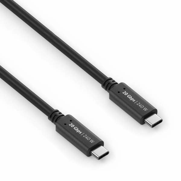 PureLink USB-C auf USB-C Kabel – USB4 20 Gbit/s – 1,5 m – PD 240 W – PVC-Mantel, Goldkontakte – Schwarz