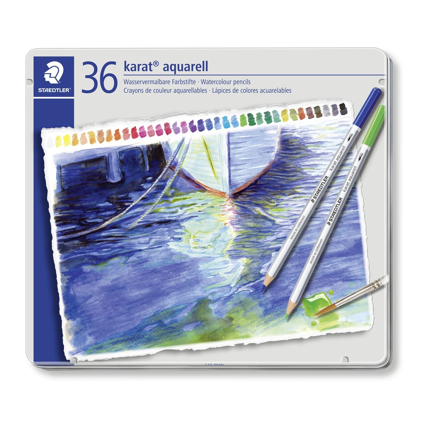 Staedtler Aquarellfarbstifte Karat – Sechskant, Minen-Ø 3,0 mm, 36 Farben, im Metalletui