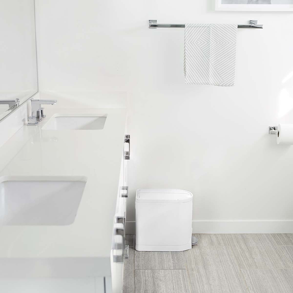 Simplehuman Treteimer CW2042 – 10 l – Stahl, Oval – Weiss