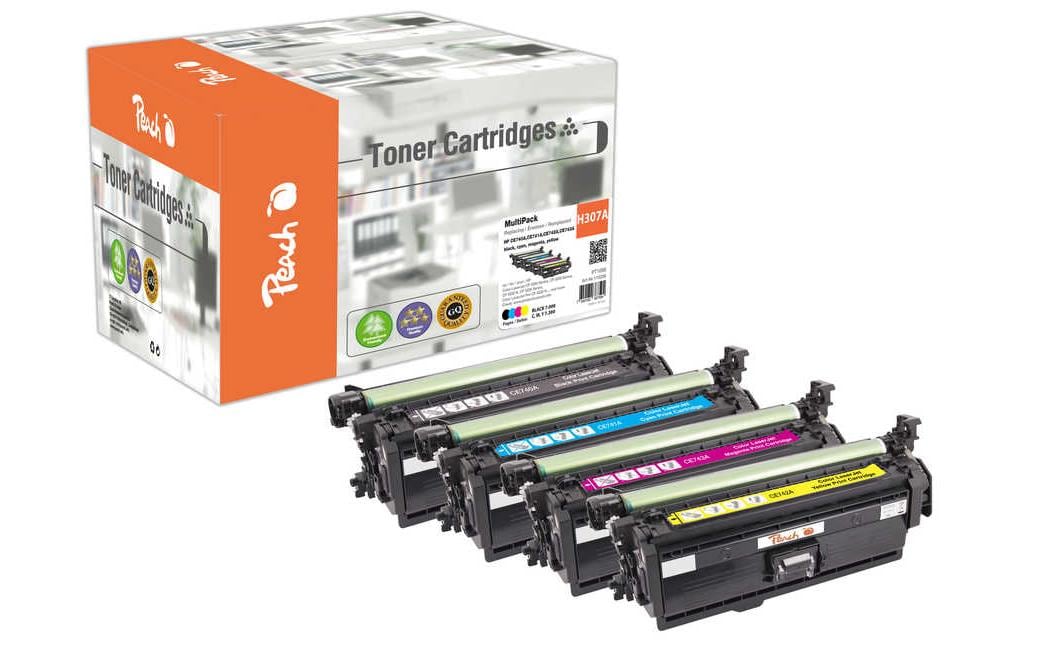 Peach Toner-Multipack – BK/C/M/Y, BK 7000, C/M/Y 7300 Seiten – für HP CP 5225/CP 5220/CP 5200 u. a.