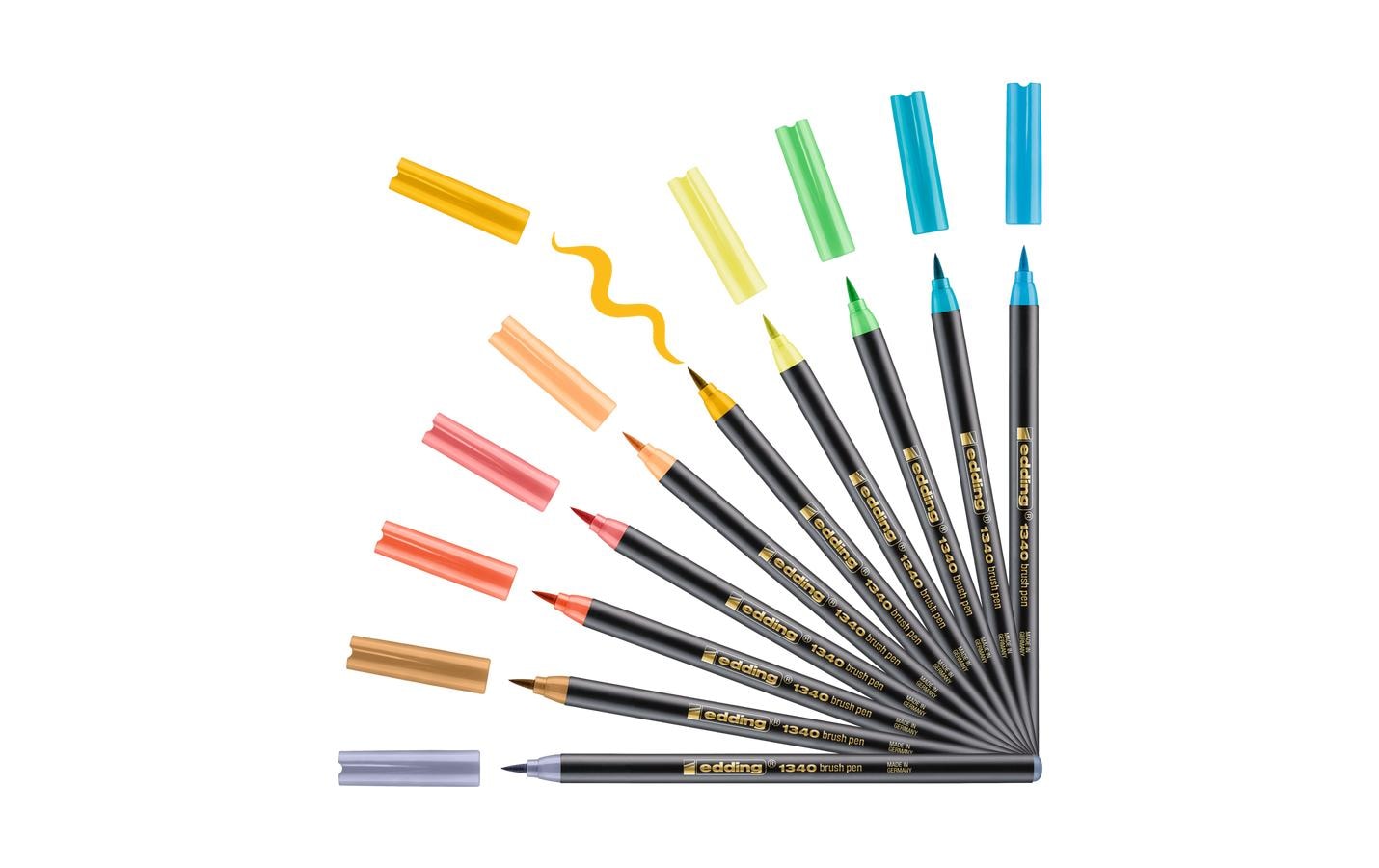 Edding 1340 Brush Pen – Pinselspitze, 1–3 mm, 10 Farben