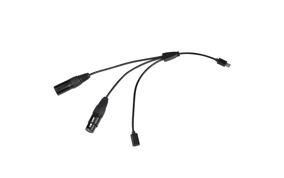 Nanlite CB-DMX-USBC-1/3 Kabelsplitter – 3-fach USB-C/XLR (M/W) – für PavoTube T8-7X LED Pixel Tube – Schwarz