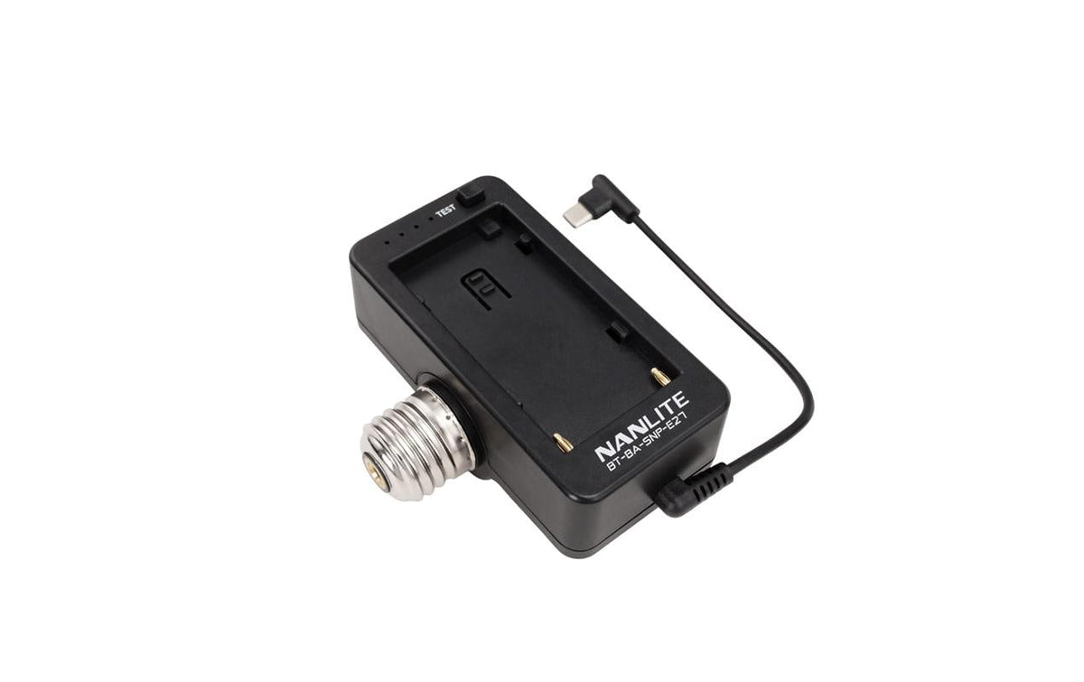 Nanlite BT-BA-SNP-E27 Adapter NP-F zu E27 – für PavoBulb 10C – Schwarz