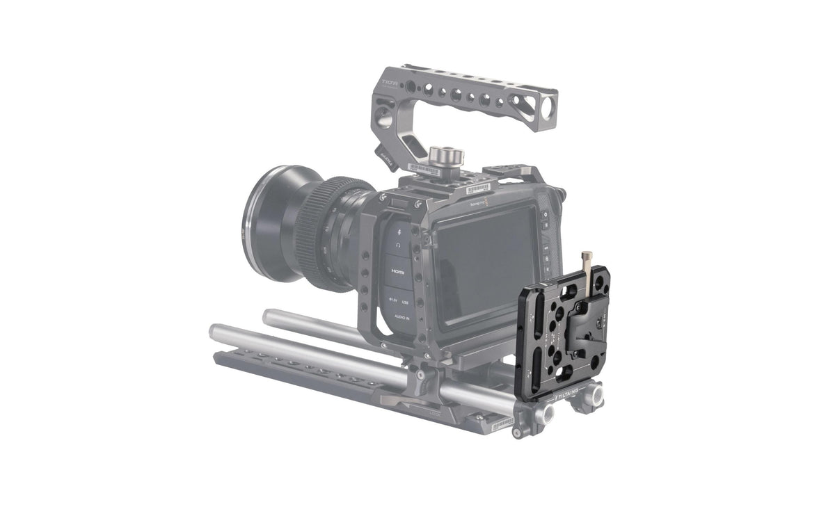 Tilta TA-MBP-V Batterie-Platte – Mini V-Mount, 105 × 85 × 50.8 mm, 128 g – für V-Mount-Akkus – Schwarz