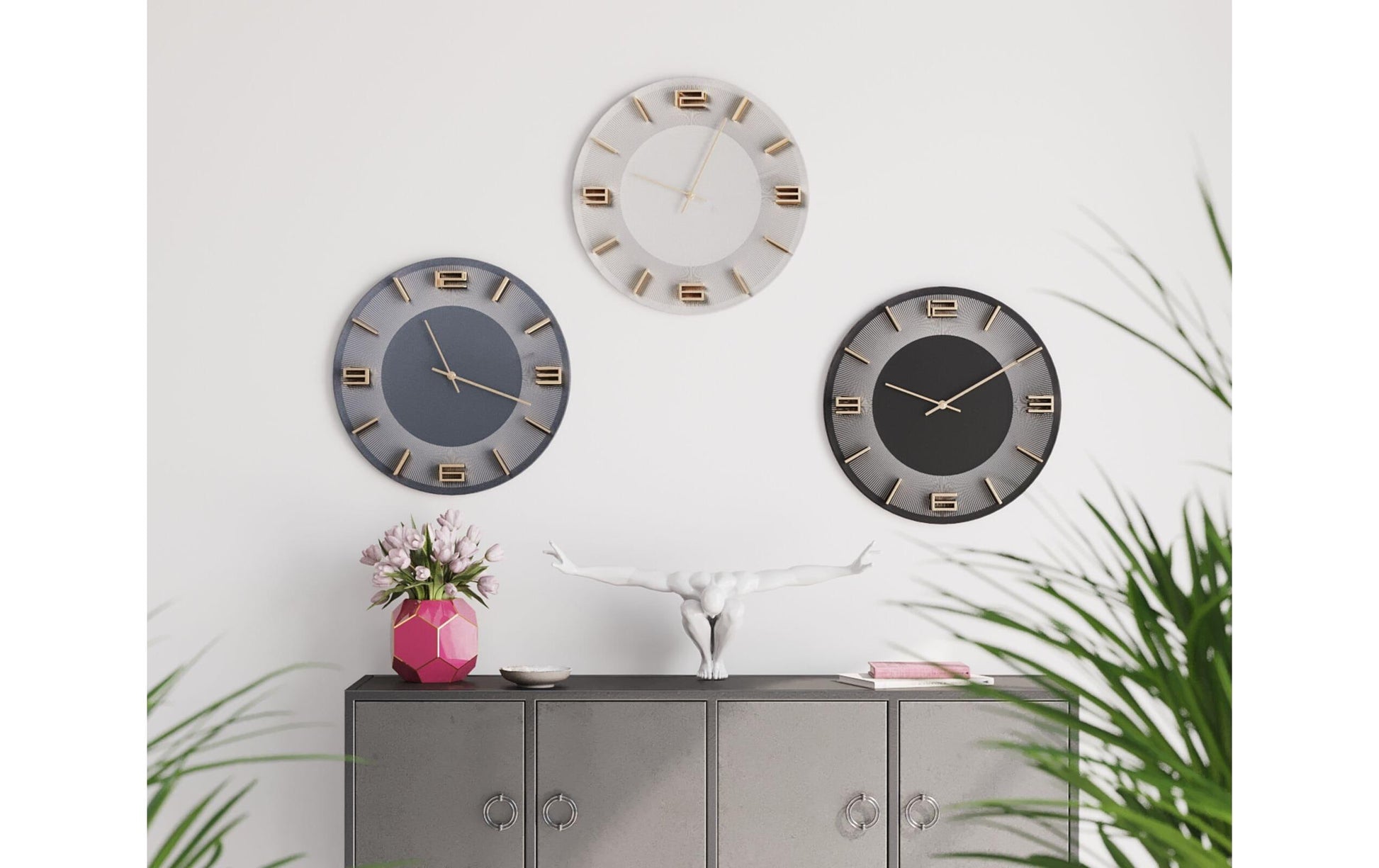 KARE Design Wanduhr Leonardo – Ø 49 cm, schwarz, Kunststoff