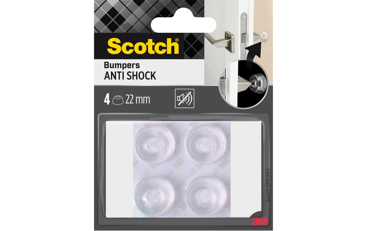 3M Bumpon Elastikpuffer – Ø 22 mm, Gummi, Transparent, selbstklebend, 4 Stk.