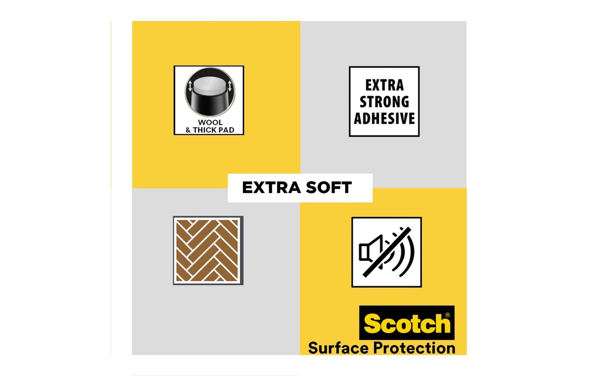 3M SP84A28 Möbelgleiter 215 × 170 mm – Filz – Grau – Extra starke Klebehaftung