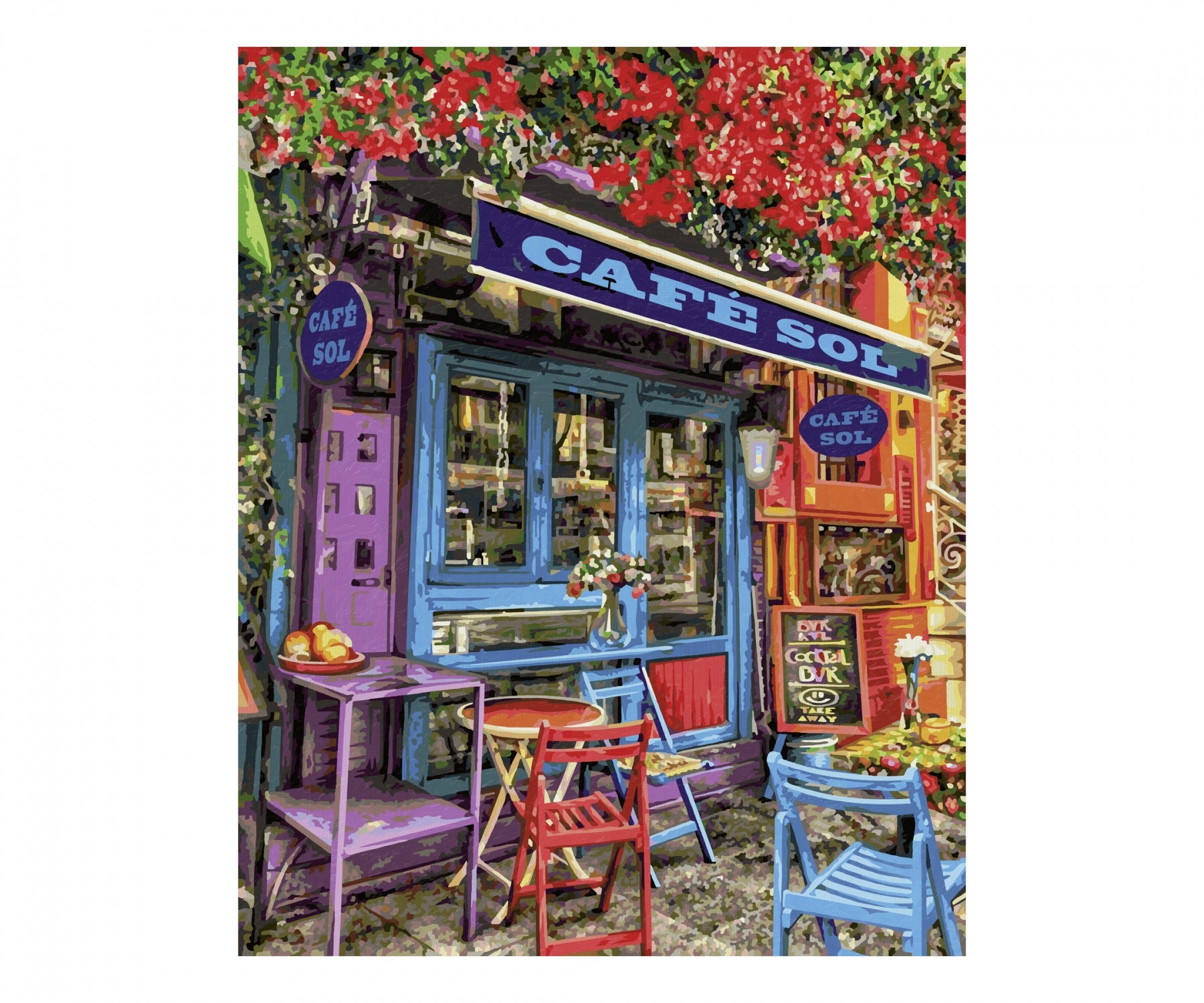 Schipper Malen-nach-Zahlen-Set Buntes Café – 40 × 50 cm – 36 Farben (Acryl) – ab 14 Jahren