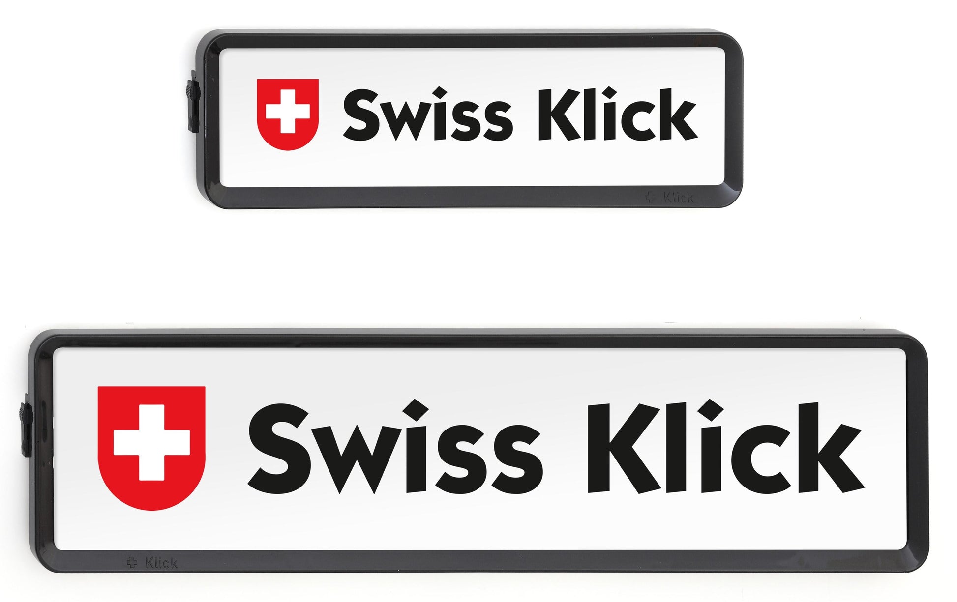 Swiss Klick Kennzeichenhalterset – Langformat – Kunststoff, Schwarz