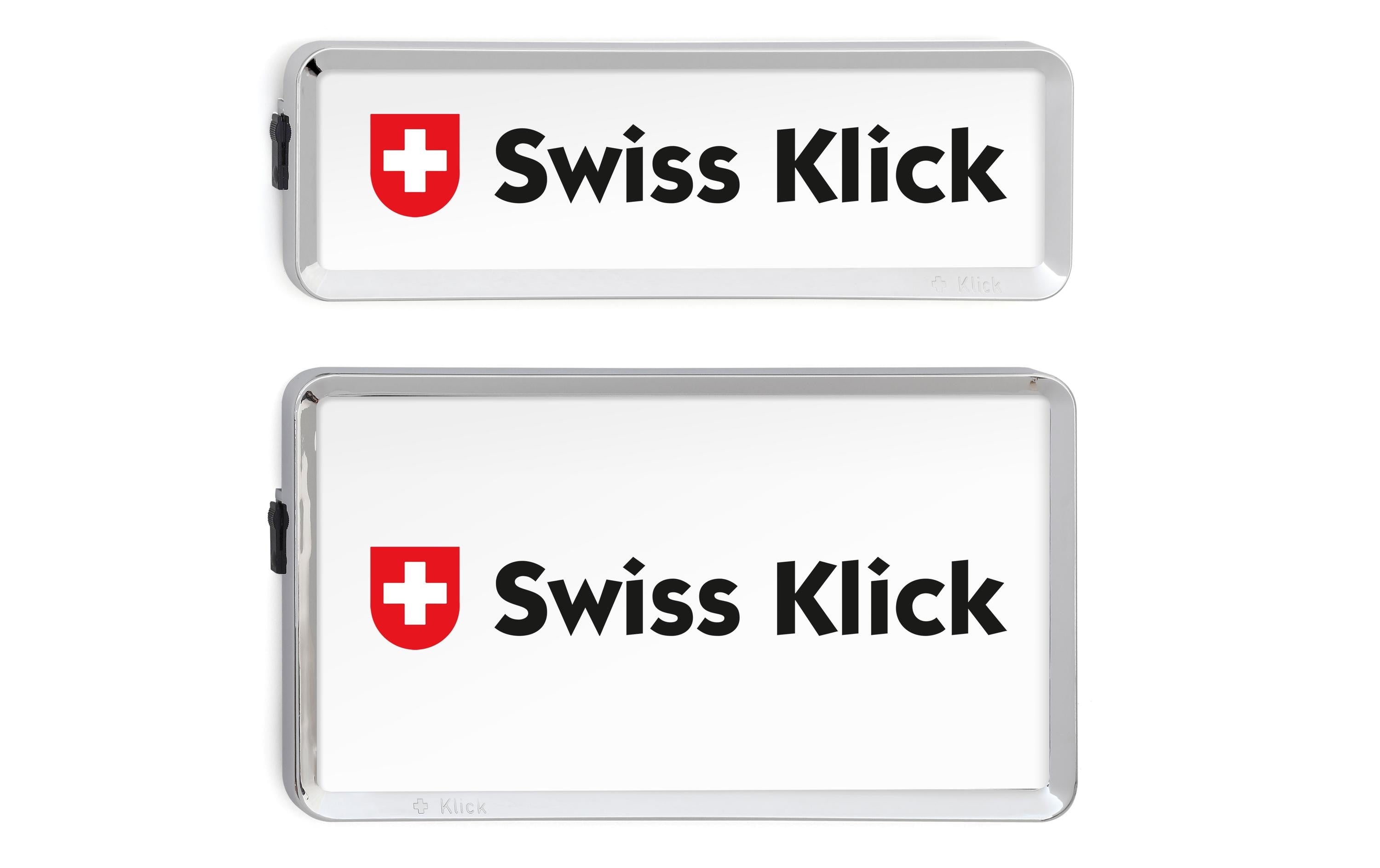 Swiss Klick Nummernrahmen Hochformat – 8 × 30 cm & 16 × 30 cm – Chrom Glanz, Kunststoff