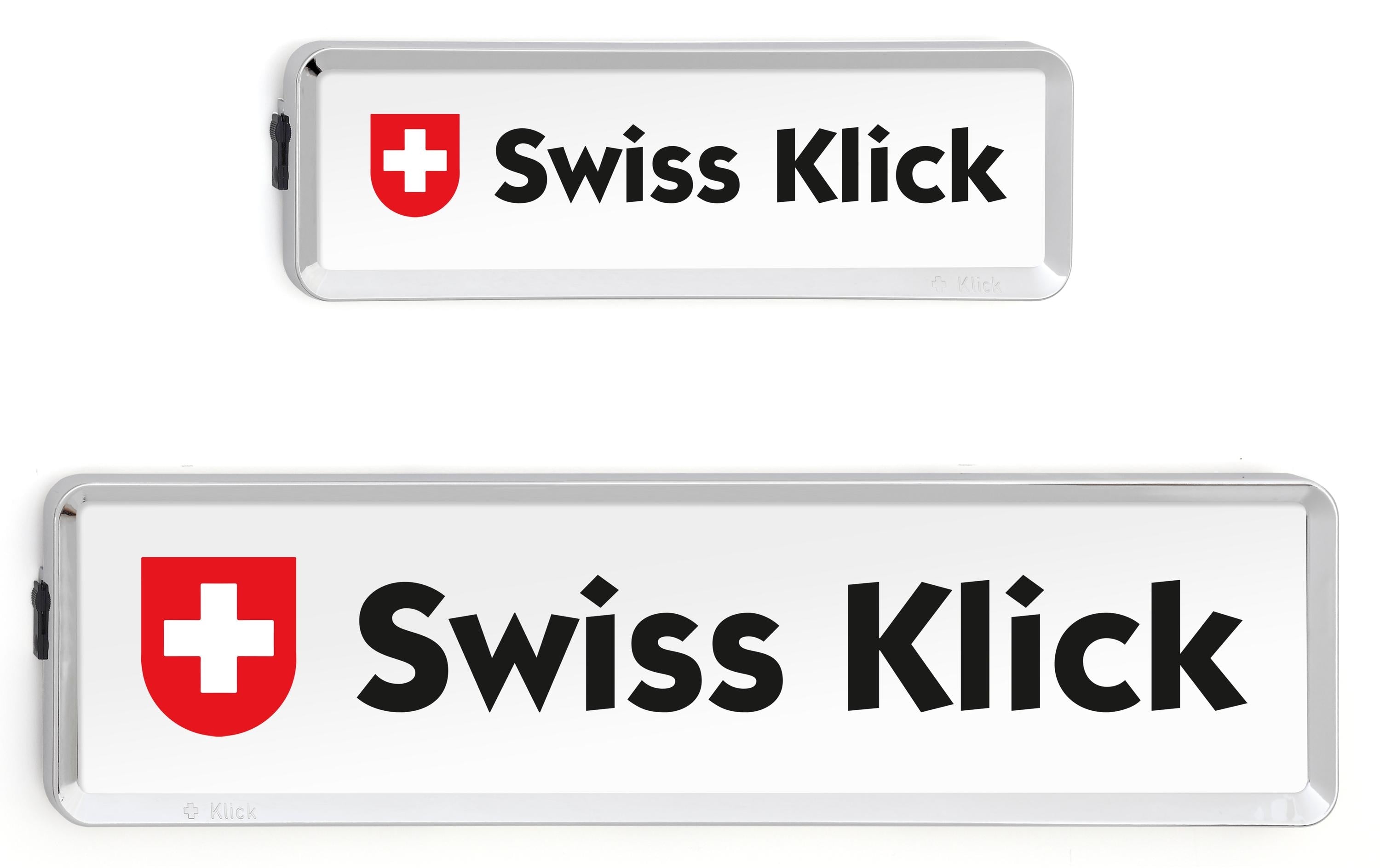 Swiss Klick Kennzeichenhalter-Set Langformat – Chrom Glanz – Kunststoff