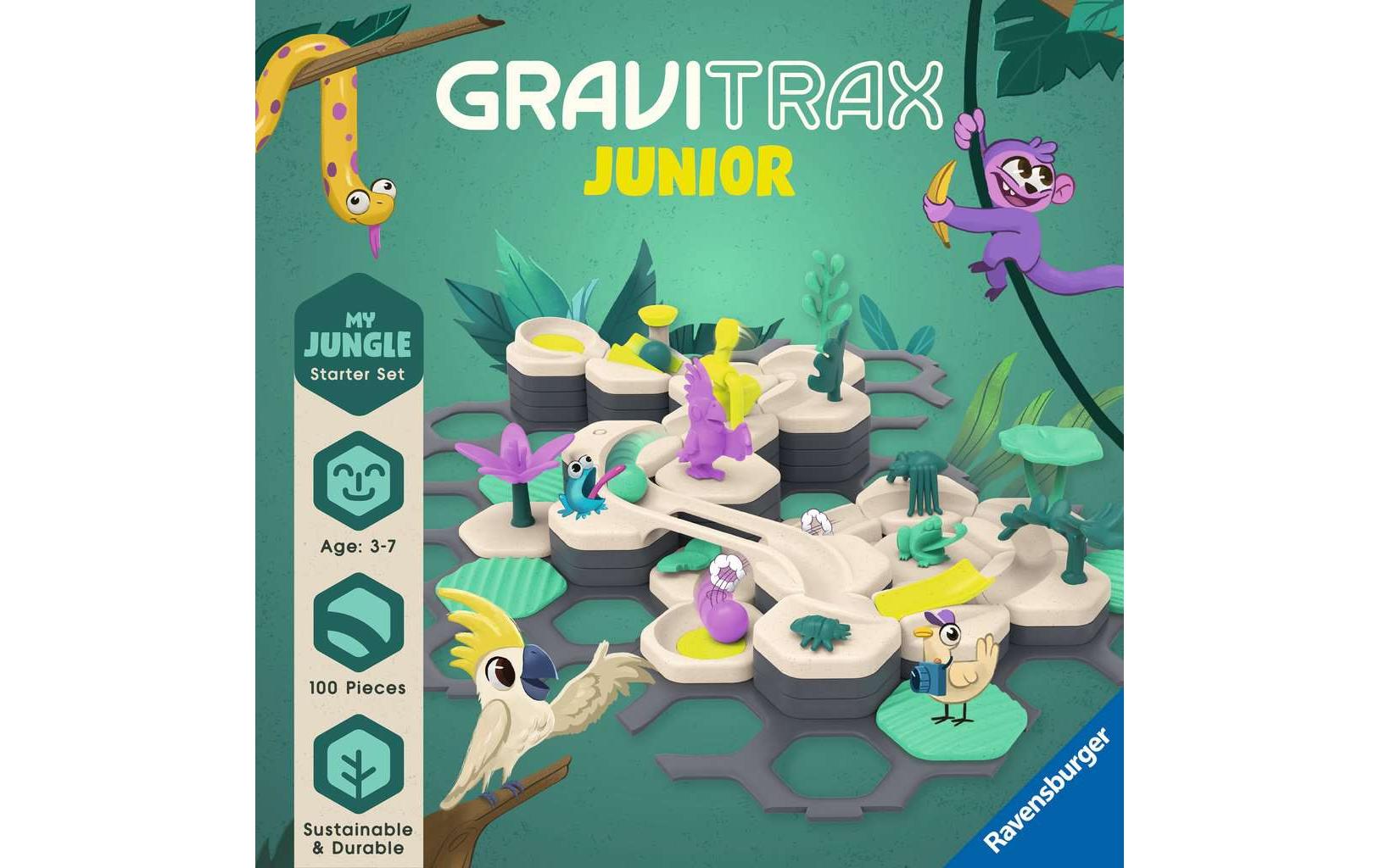 Ravensburger GraviTrax Junior Starter-Set L Kugelbahn – Dschungel – 100-teilig – ab 3 Jahren