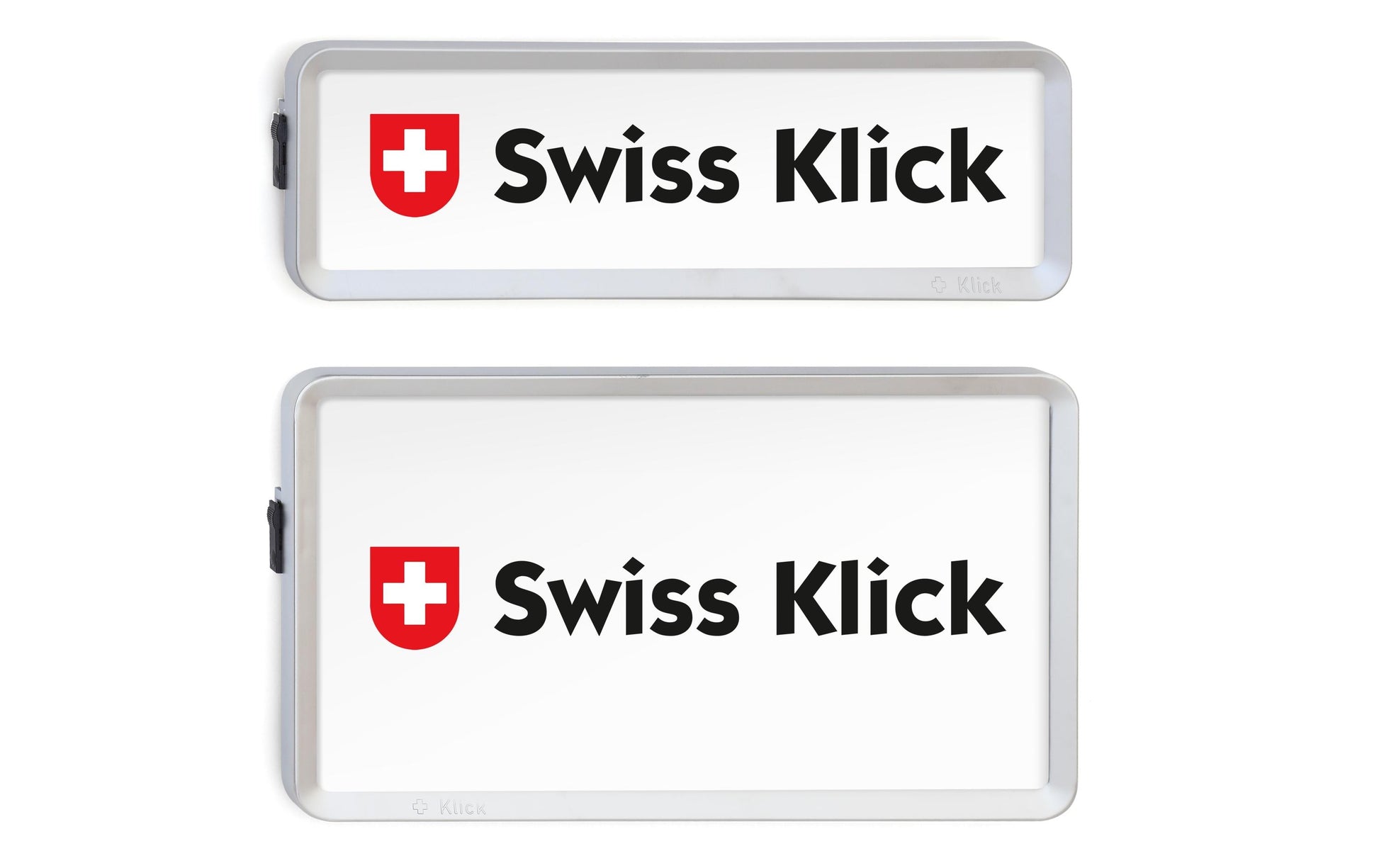 Swiss Klick Wechselrahmen – Hochformat – Chrom matt – Kunststoff – Set