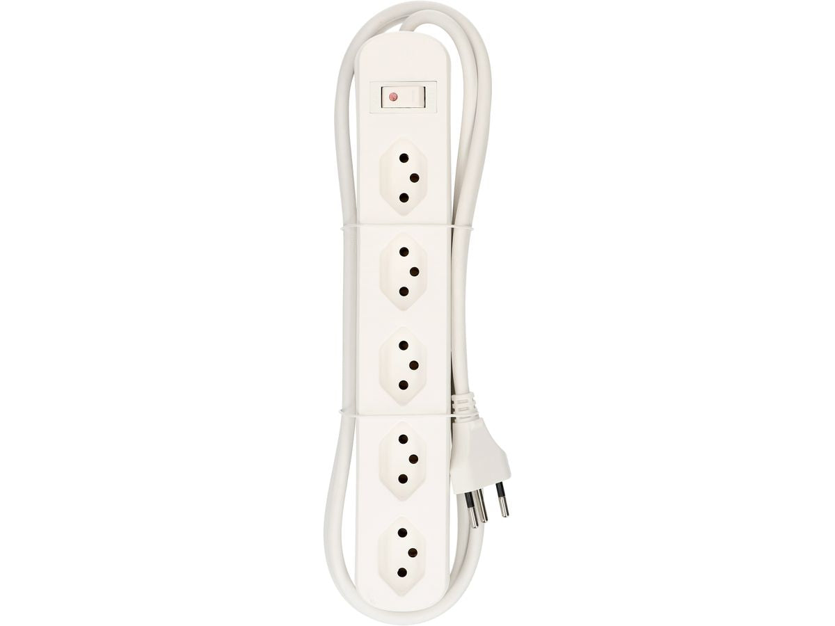 Max Hauri AG Max Hauri Basic Line Steckdosenleiste – 5× T13, 1,5 m, mit Schalter, Weiss