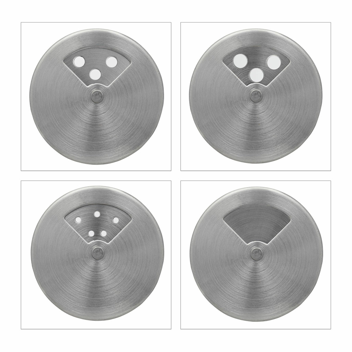Relaxdays Streudose 90 ml, Ø 5 × 8,5 cm, Glas/Edelstahl/Kunststoff, transparent/silber