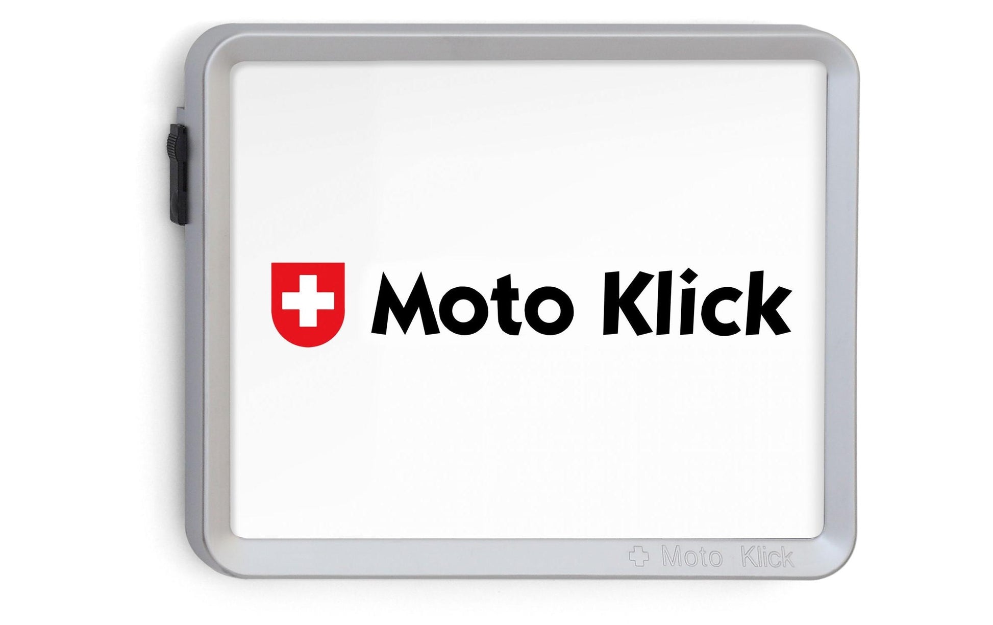 Swiss Klick Nummernrahmen hinten – für Motorrad – Kunststoff, Schwarz, Chrom matt
