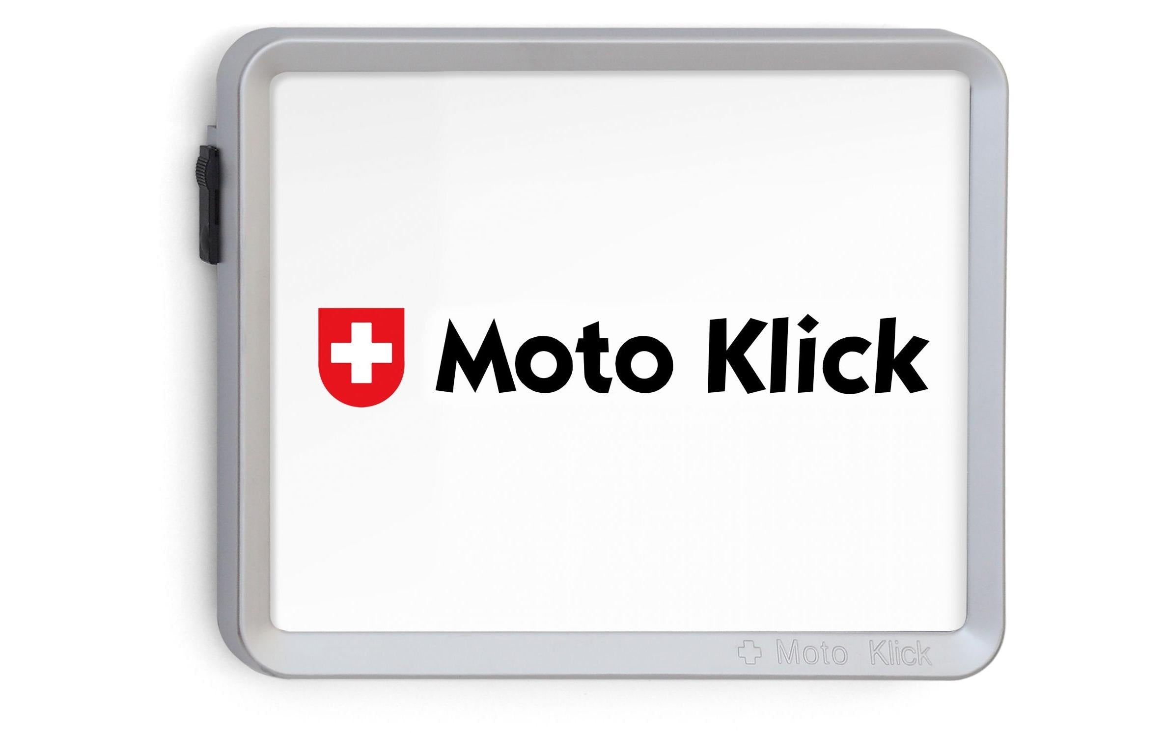 Swiss Klick Nummernrahmen hinten – für Motorrad – Kunststoff, Schwarz, Chrom matt