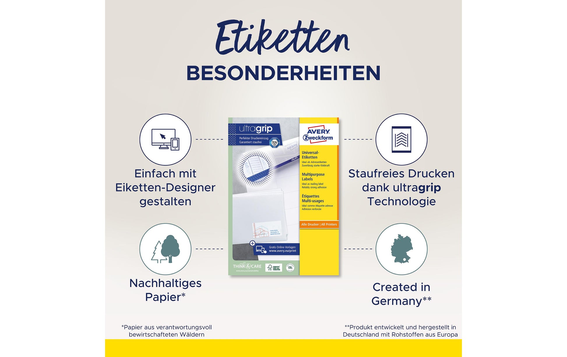 Avery Etiketten, 70 mm × 36 mm, weiss, Papier, permanent, 5280 Etiketten (220 Blatt)