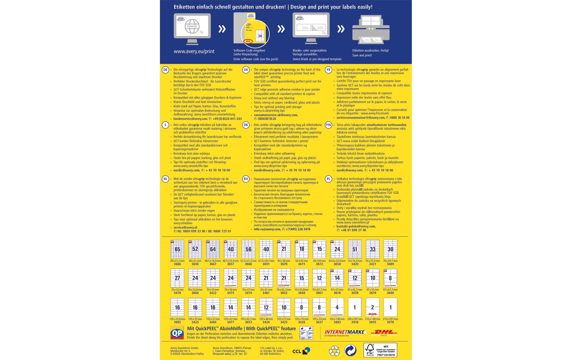 Avery Zweckform – Etiketten A4 97 × 55 mm – Papier – permanent haftend – Laser/Inkjet