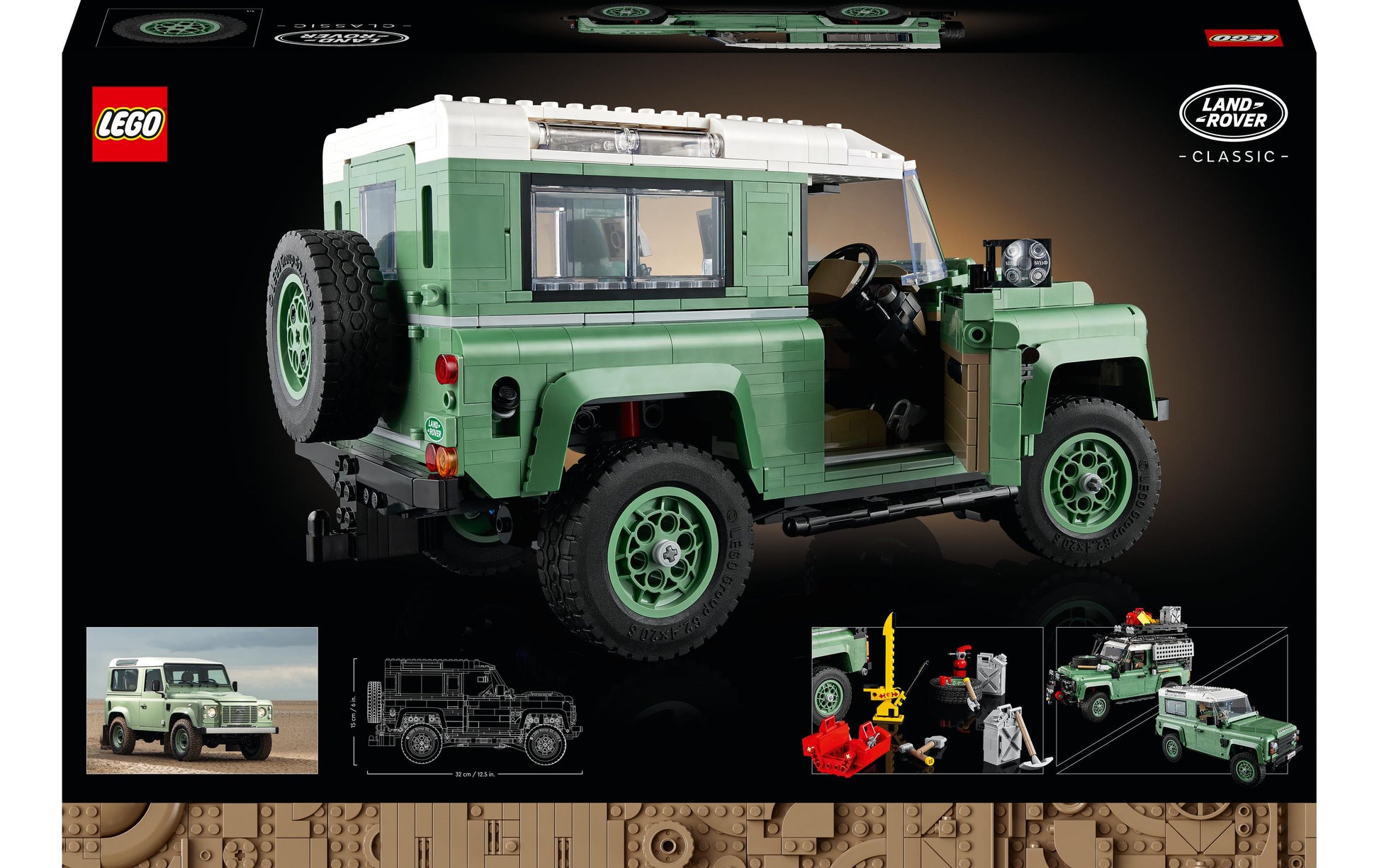 LEGO Icons Klassischer Land Rover Defender 90 3D-Puzzle – 2'336 Teile – 16×16×32 cm – ab 18 Jahren