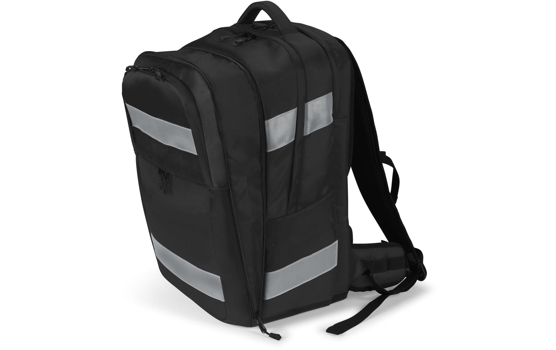 DICOTA REFLECTIVE – Notebook-Rucksack – 32–38 l, rPET (recyceltes PET), schwarz, reflektierend