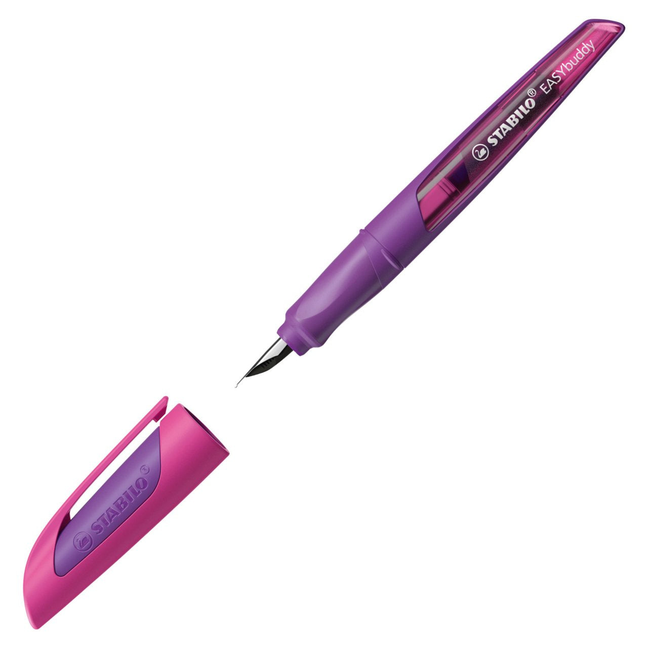 STABILO EASYbuddy – Federspitze M – für Rechts- & Linkshänder – Lila/Magenta, Blau – Patronen
