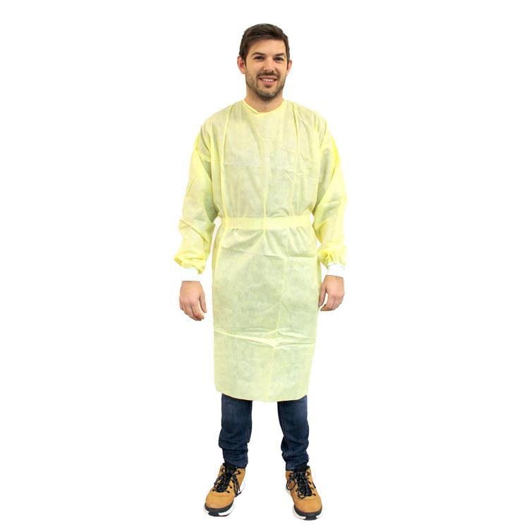 Weitawear Besucherkittel – Gelb, SMS 35 g/m², 150×115 cm, Klettverschluss Nacken, antistatisch, 1 Stück