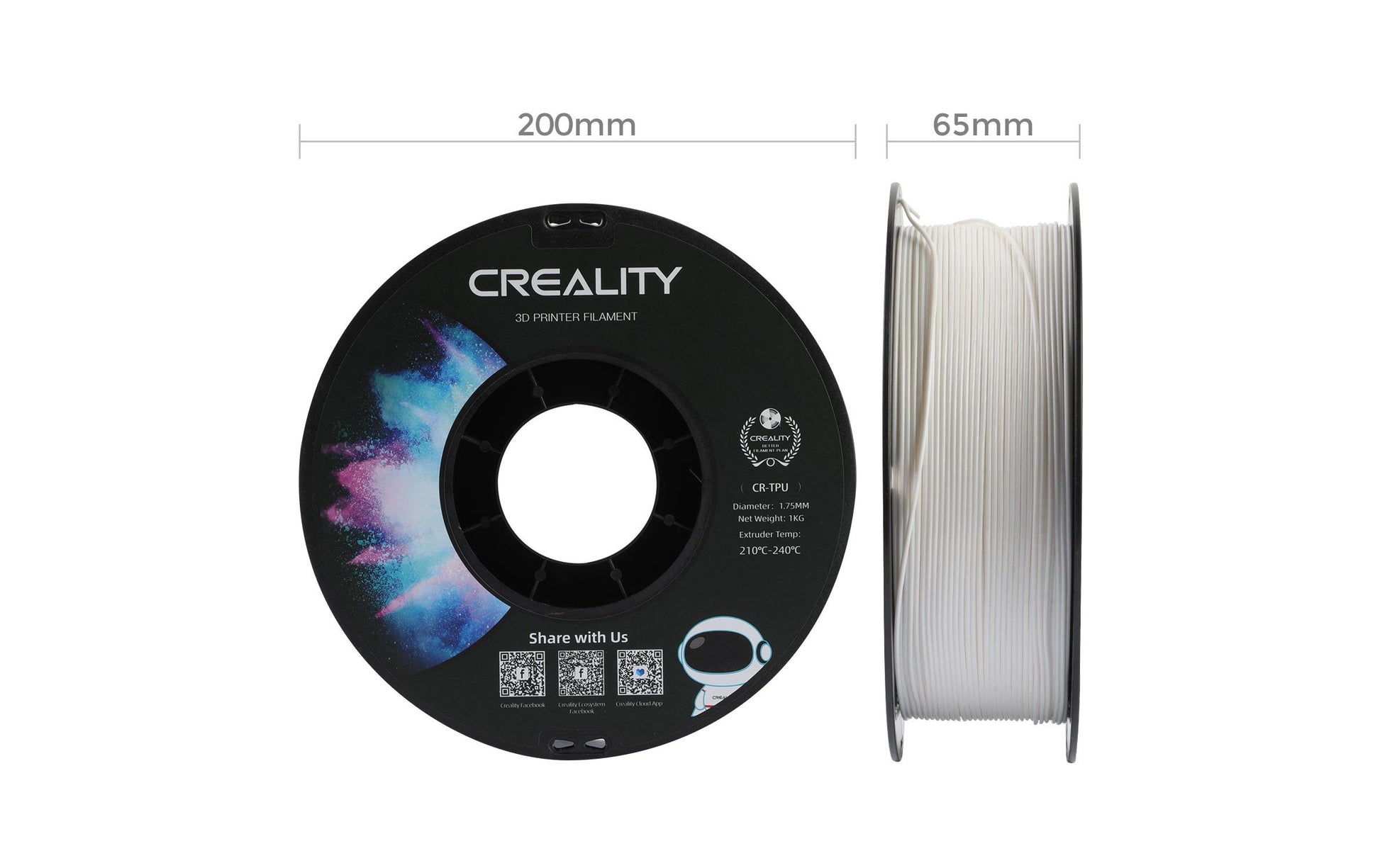 Creality 3D-Drucker-Filament TPU 1,75 mm Weiss, 1 kg – für Creality FDM 3D-Drucker