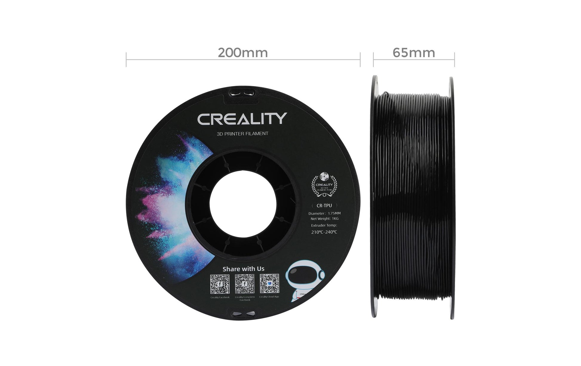 Creality 3D-Drucker-Filament TPU 1,75 mm Schwarz, 1 kg – für Creality 3D