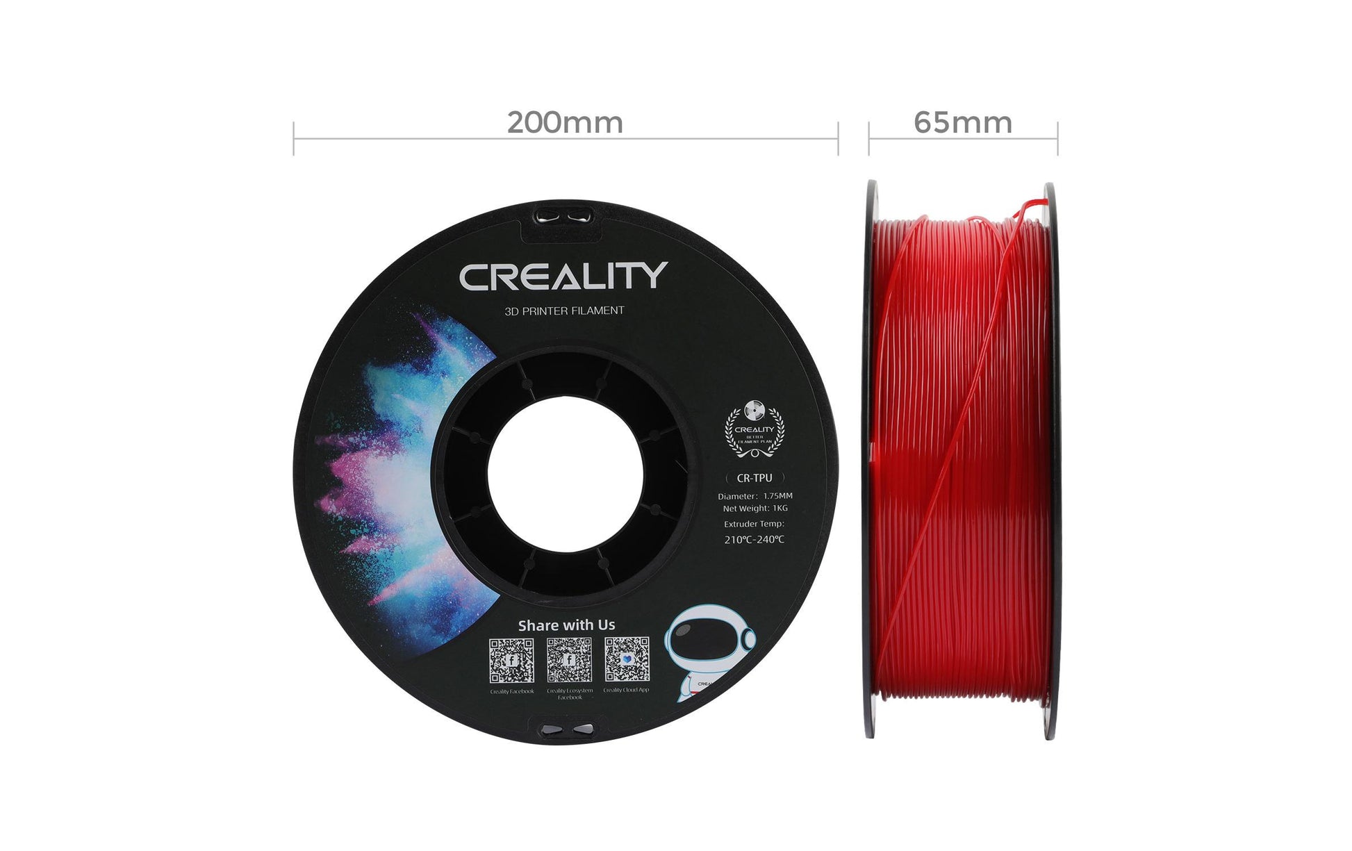 Creality 3D-Drucker-Filament TPU 1,75 mm Rot, 1 kg – für Creality 3D