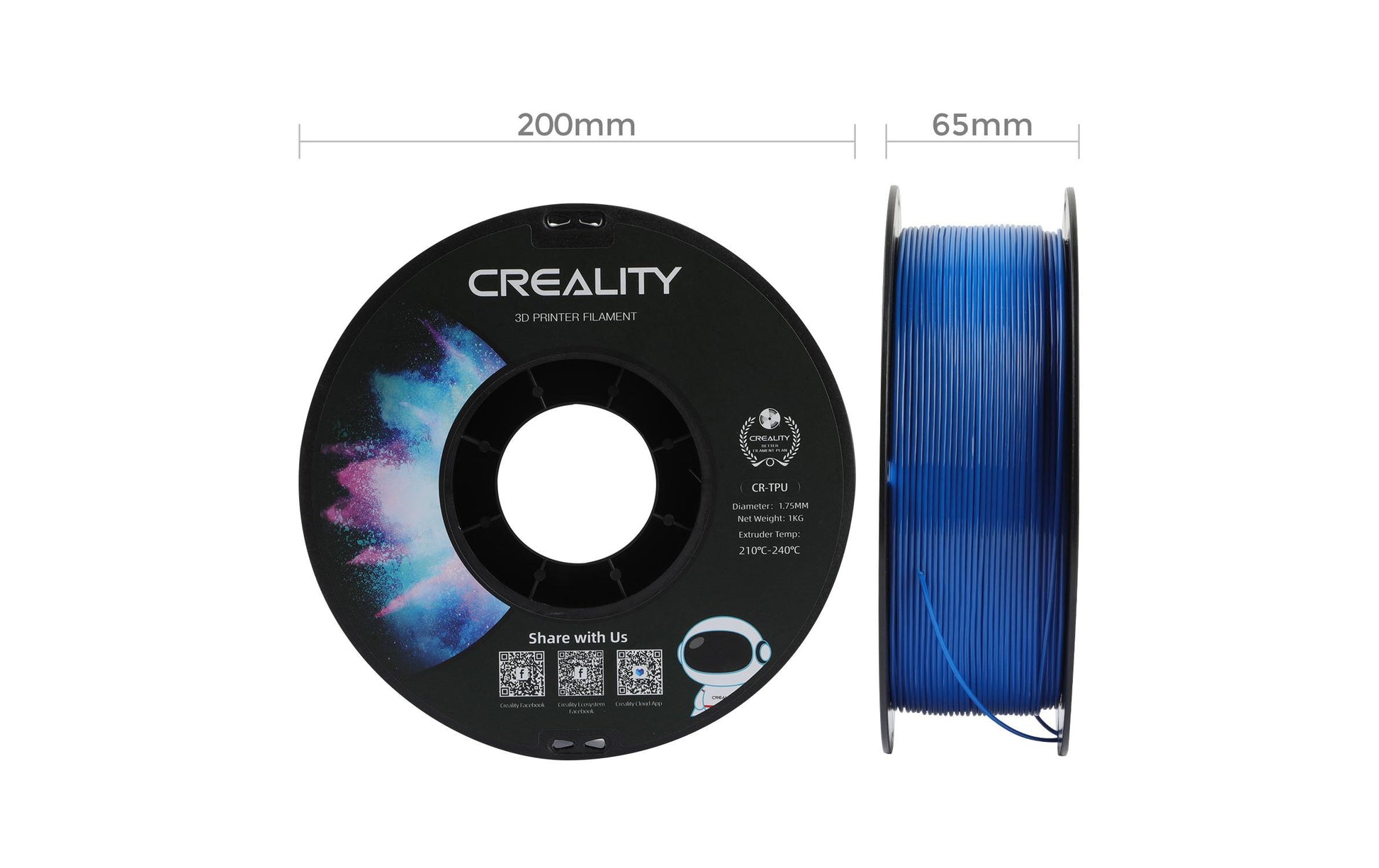 Creality 3D-Drucker-Filament TPU 1,75 mm Blau, 1 kg – für Creality FDM 3D-Drucker