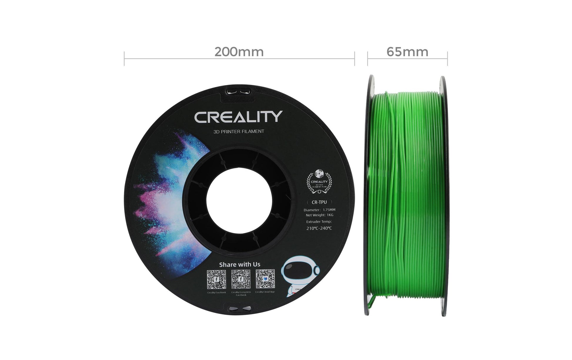 Creality 3D-Drucker-Filament TPU 1,75 mm Grün, 1 kg – für Creality FDM-3D-Drucker