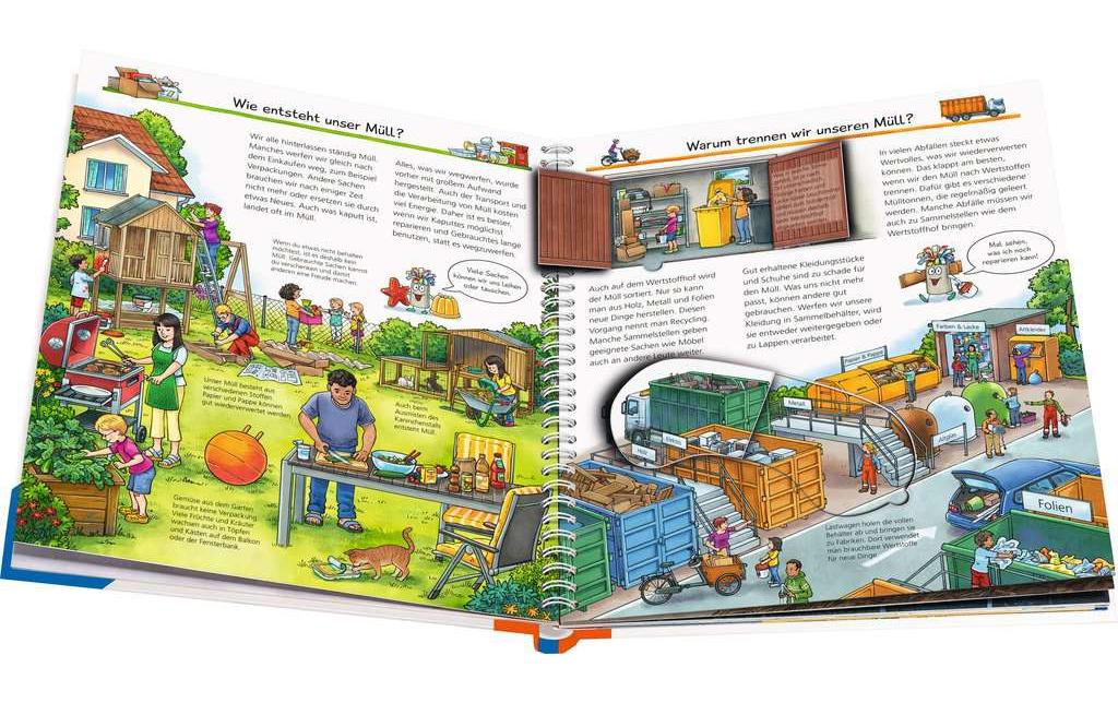 Ravensburger Buch – Wieso? Weshalb? Warum? – Rund um den Müll (Band 74), Spiralbindung, 16 Seiten, ab 4 Jahren