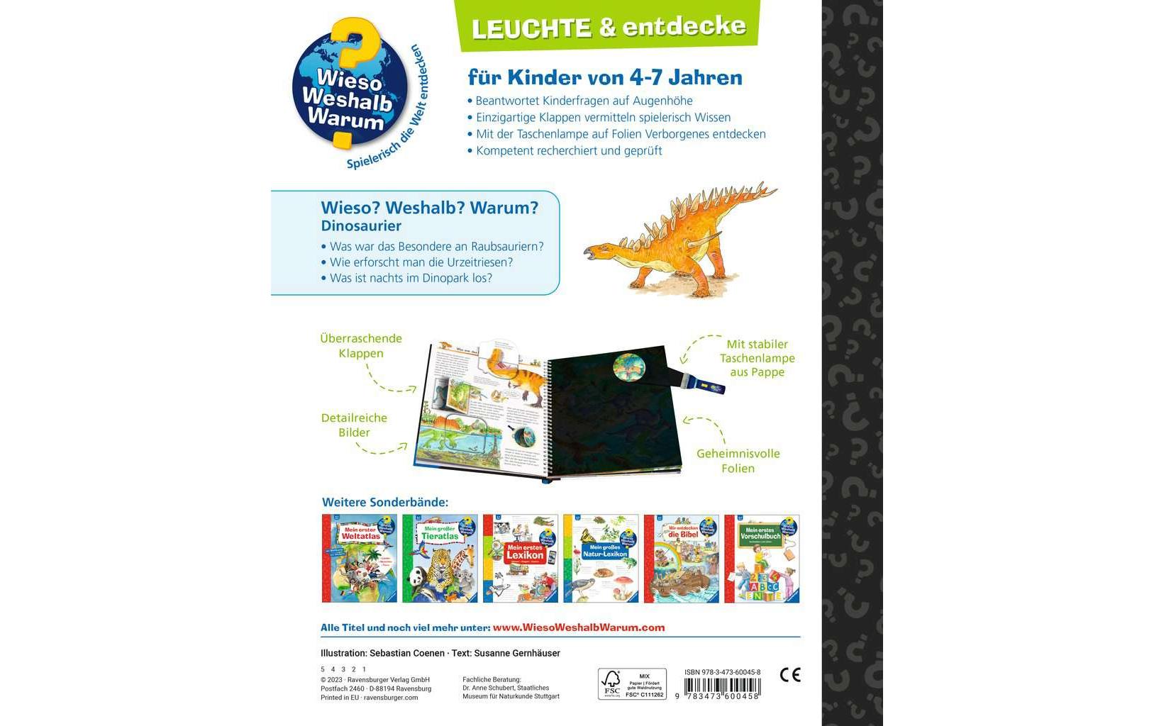 Ravensburger Buch – Wieso? Weshalb? Warum? Leuchte und entdecke: Dinosaurier, 16 Seiten, ab 4 Jahren