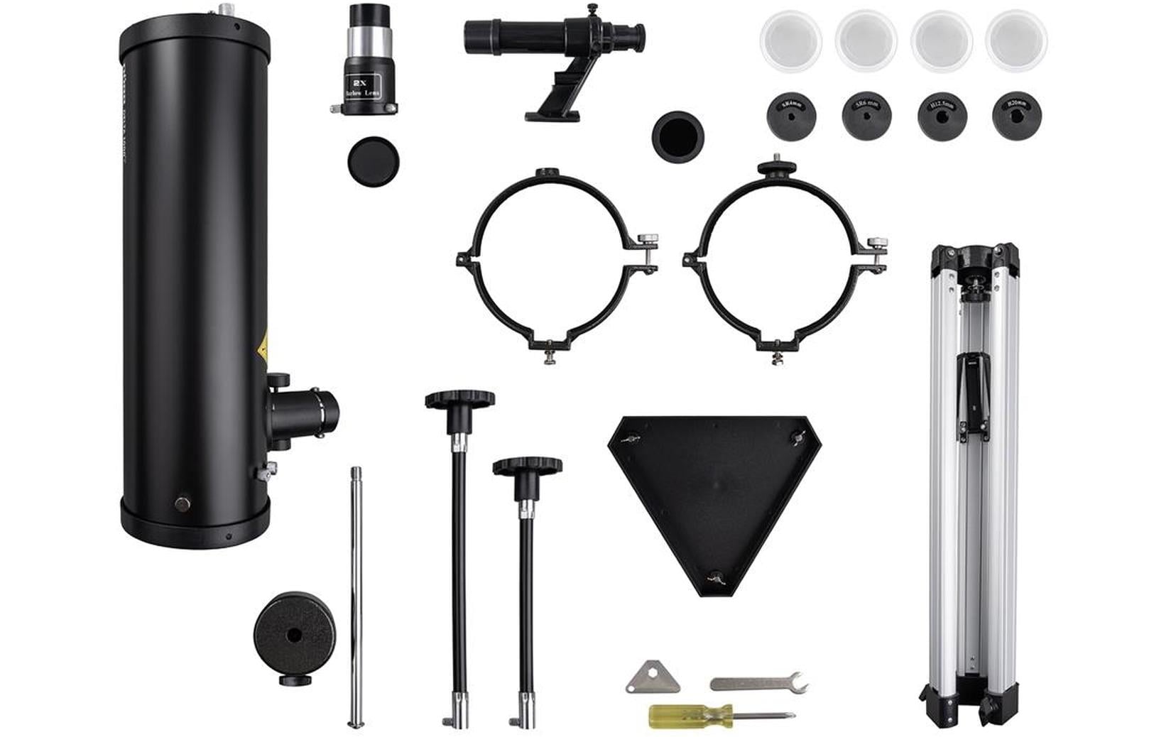Dörr DELTA 1000 – Spiegelteleskop, 114 mm Öffnung, 1000 mm Brennweite, f/8,8, 500×, Schwarz