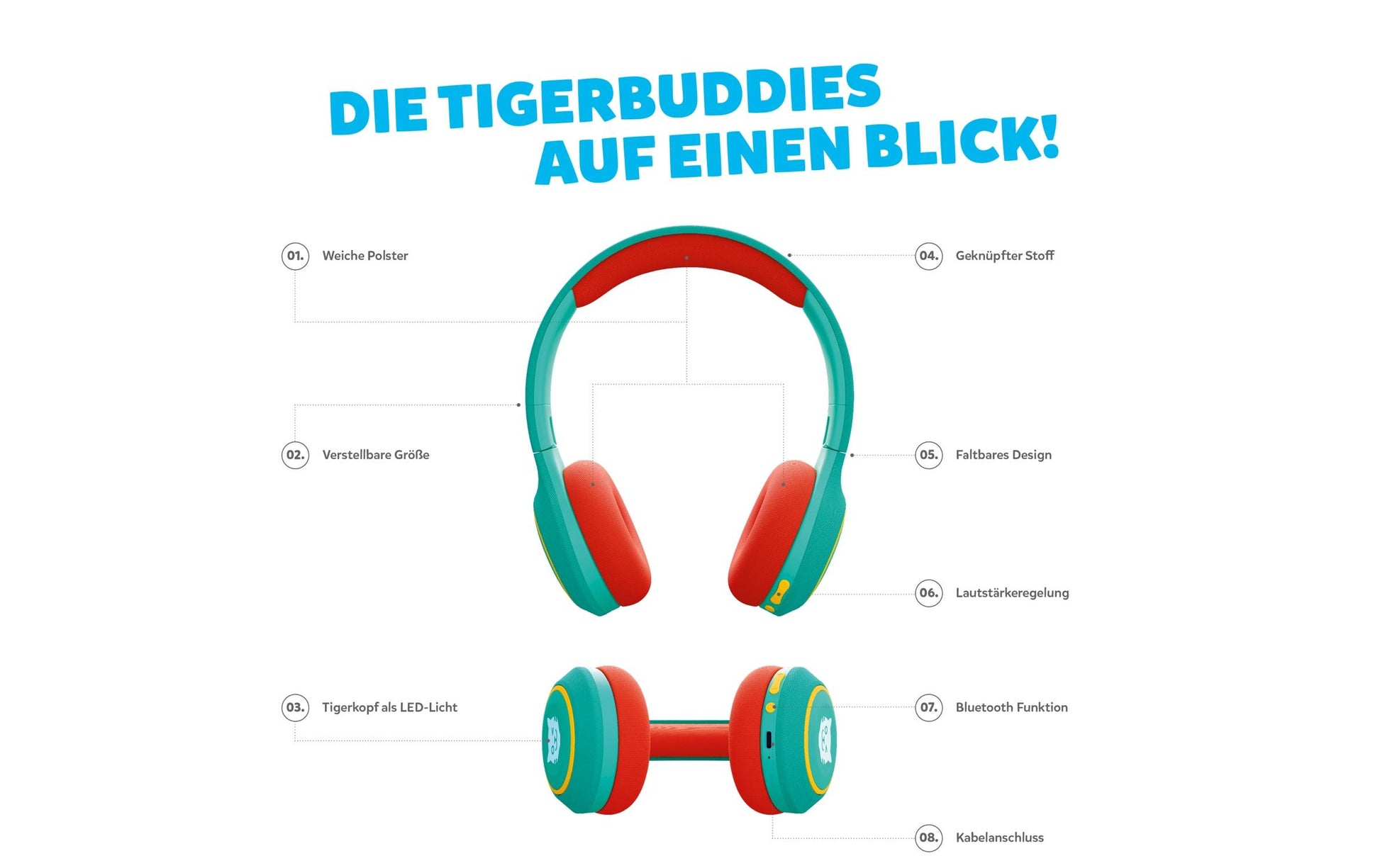 Tigermedia Tigerbuddies Kinderkopfhörer – Grün