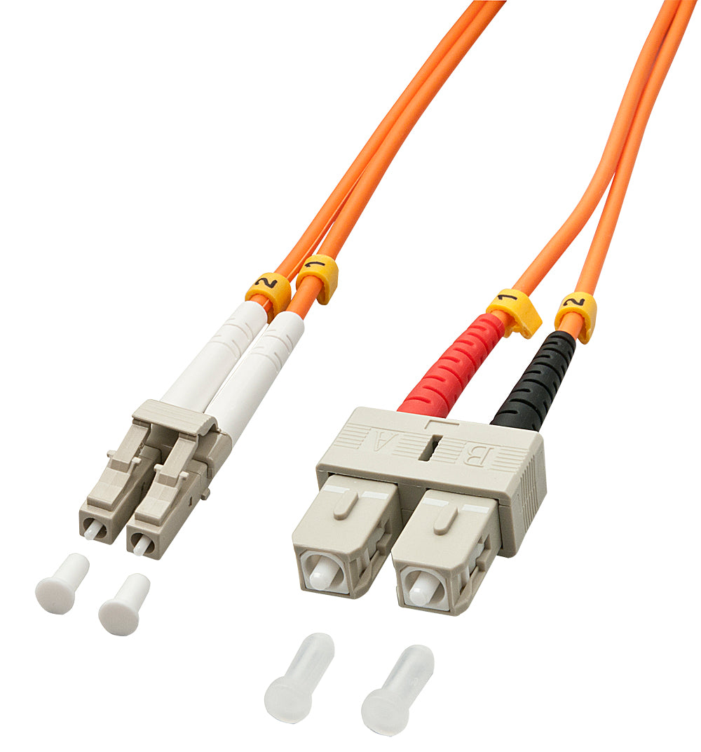 Lindy LWL-Patchkabel – LC–SC, Multi-Mode OM2, Duplex, 10 m, Orange